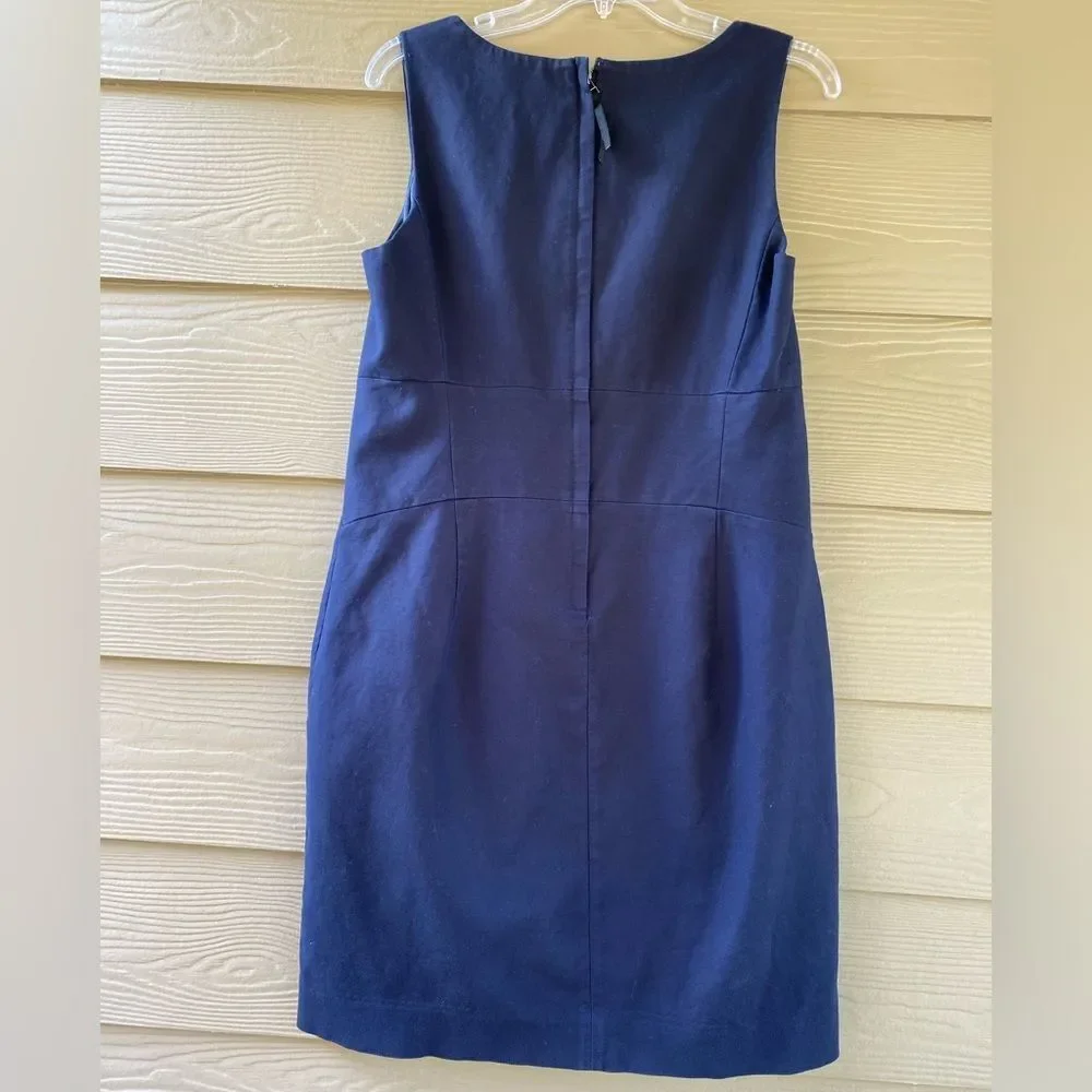 J.Crew Allura Navy Blue Superfine Cotton Lined Sleeveless Shift Dress Size 10